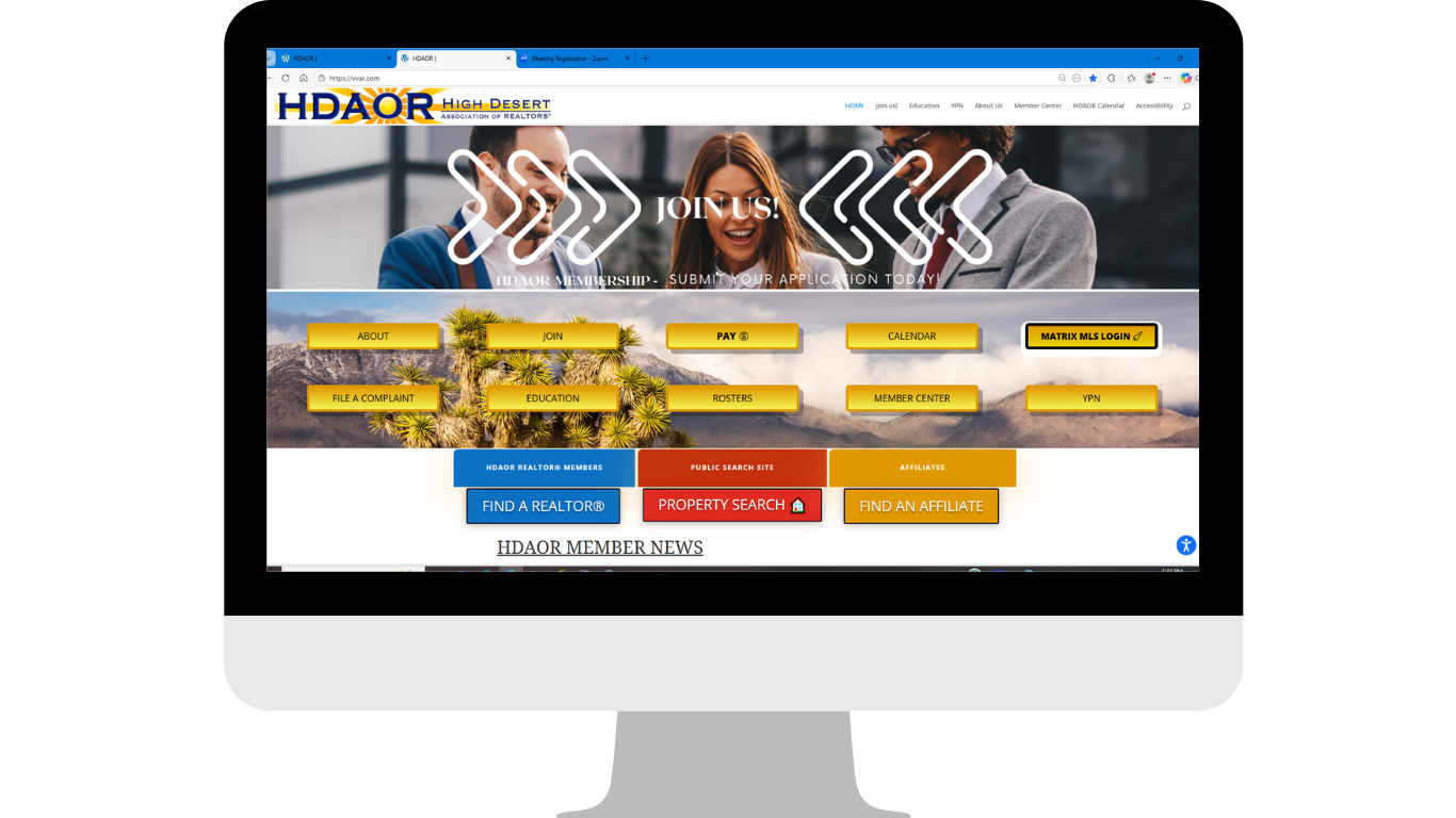 website Log in here button